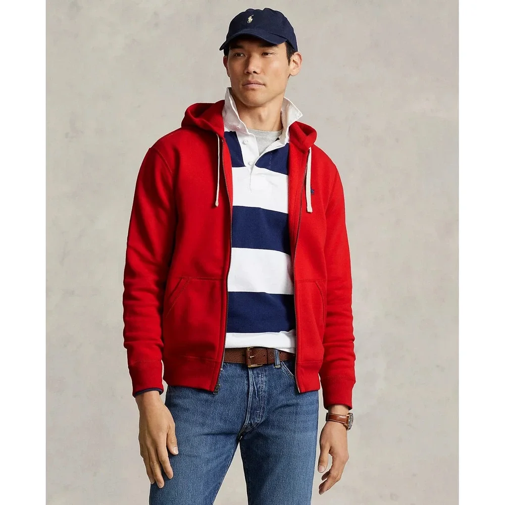 Polo Ralph Lauren Classic Full Zip Fleece Hoodie Red Size Large NEW